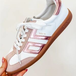 Women's White and Pink Sneakers